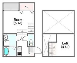 MODERN　PALAZZO　東彼杵（モダンパラッツォ　ヒガシソノギ） 2階1SKの間取り