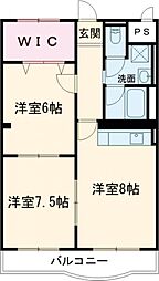 コロリエ光紀 2階2DKの間取り