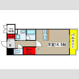 IZUMI ohrinkan 9階ワンルームの間取り