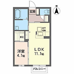 仙台市営南北線 八乙女駅 徒歩20分の賃貸アパート 1階1LDKの間取り