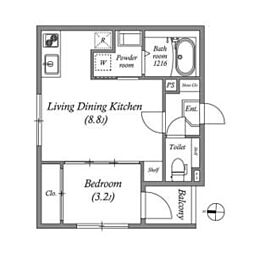 (仮称)西ノ京冷泉町 2階1LDKの間取り