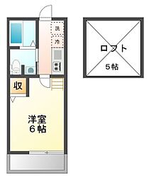 ロフティ京都西陣 2階1Kの間取り