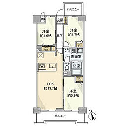 レジデンシャル戸田公園ザ・マークフィールド 2階3LDKの間取り