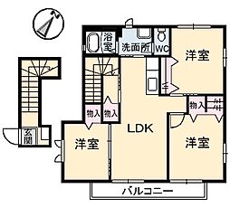 リストーロ平和台　Ａ棟 2階3LDKの間取り