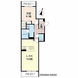 ベレオ　ｎｉｎｅ　富士見 2階1LDKの間取り