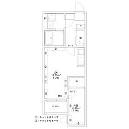 Coco Cat 岩塚 3階1LDKの間取り