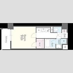 ツインアウルズ 10階1Kの間取り