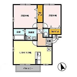 イストワール高崎 3階2LDKの間取り