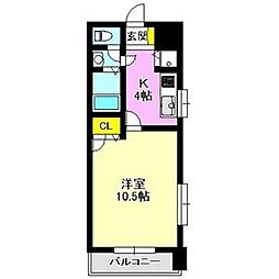 上毛電気鉄道 中央前橋駅 徒歩7分の賃貸マンション 3階1Kの間取り