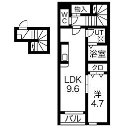 Bel Suono(ベルスオーノ) 2階1LDKの間取り