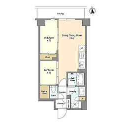 コンフォリア竹ノ塚イースト 7階2LDKの間取り