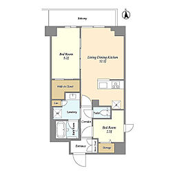 コンフォリア竹ノ塚イースト 7階2LDKの間取り