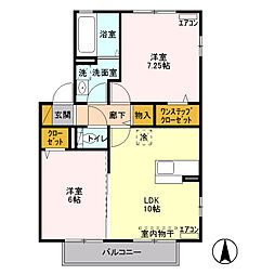 パークシャトー 2階2LDKの間取り