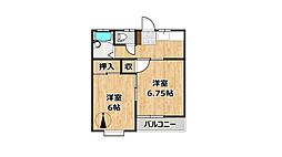 シャルムハイツ 1階2Kの間取り