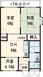 グリーンパーク田園19号 2階3DKの間取り