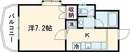 JR鹿児島本線 上熊本駅 徒歩6分の賃貸マンション 3階1Kの間取り