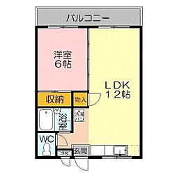 ラビットハウス　ＹＯＵ 2階1LDKの間取り