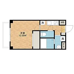 エヴァーグリーンＷＥＳＴ 5階1Kの間取り