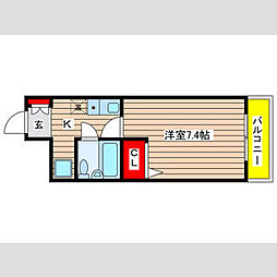 板柳ビル 7階1Kの間取り