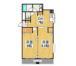 ファーストアオキ 3階2DKの間取り