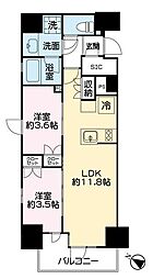 ネベル仙台一番町 11階2LDKの間取り