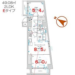 Ｋ−ＣＯＵＲＴ押上 2階2DKの間取り