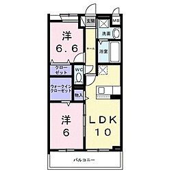 HILL COURT 水無瀬 2LDKの間取図画像