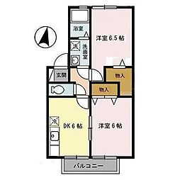 セジュール類家 1階2DKの間取り
