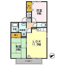 スカイスクレーパー　A棟 A201 2階2LDKの間取り