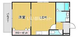 トレゾア湯川新町A棟 1LDKの間取図画像