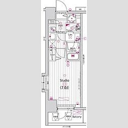 ガーラ・リバースクエア横濱南 7階1Kの間取り