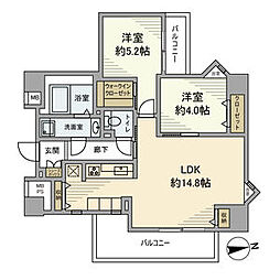 朝日ラ・パリオ等々力台 1 6階2LDKの間取り