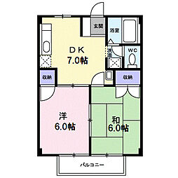 ニューシティ渡辺 2DKの間取図画像