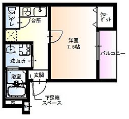 フジパレス阪急茨木南 3階1Kの間取り