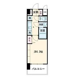 プレサンス京橋GREEN YARDアルミラ 1Kの間取図画像