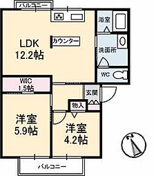 フレグランス正木 2階2LDKの間取り