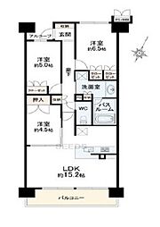 ワコーレシティ神戸三宮 18階3LDKの間取り