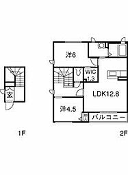 カーサレジオ Ｂ 2階2LDKの間取り