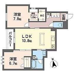 ＳｈａＭａｉｓｏｎ神通町 303 3階2LDKの間取り
