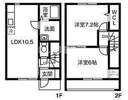 ＯＡＫ　ＨＩＬＬＳ 2階2LDKの間取り