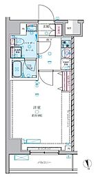 ジェノヴィア白糸台スカイガーデン 7階1Kの間取り