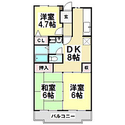 ツイン青山　南館 3階3DKの間取り