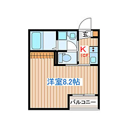 Azul塩釜III 1階1Kの間取り