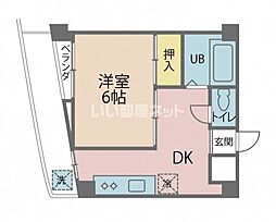 メゾンディアマンテ 3階1Kの間取り