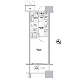 コンフォリア渋谷ＷＥＳＴ 6階1Kの間取り