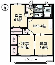 ペーシュメイ 102 1階3DKの間取り