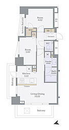 セントラルレジデンス西早稲田 601 6階2LDKの間取り