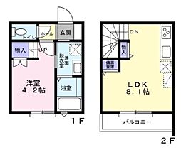 ザ・ガーデン フィールド 103 1階1LDKの間取り