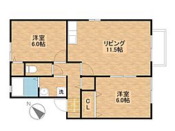 セジュールＹＭIV 2階2LDKの間取り