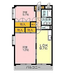 エステートサンフレッシュ 5階2LDKの間取り
